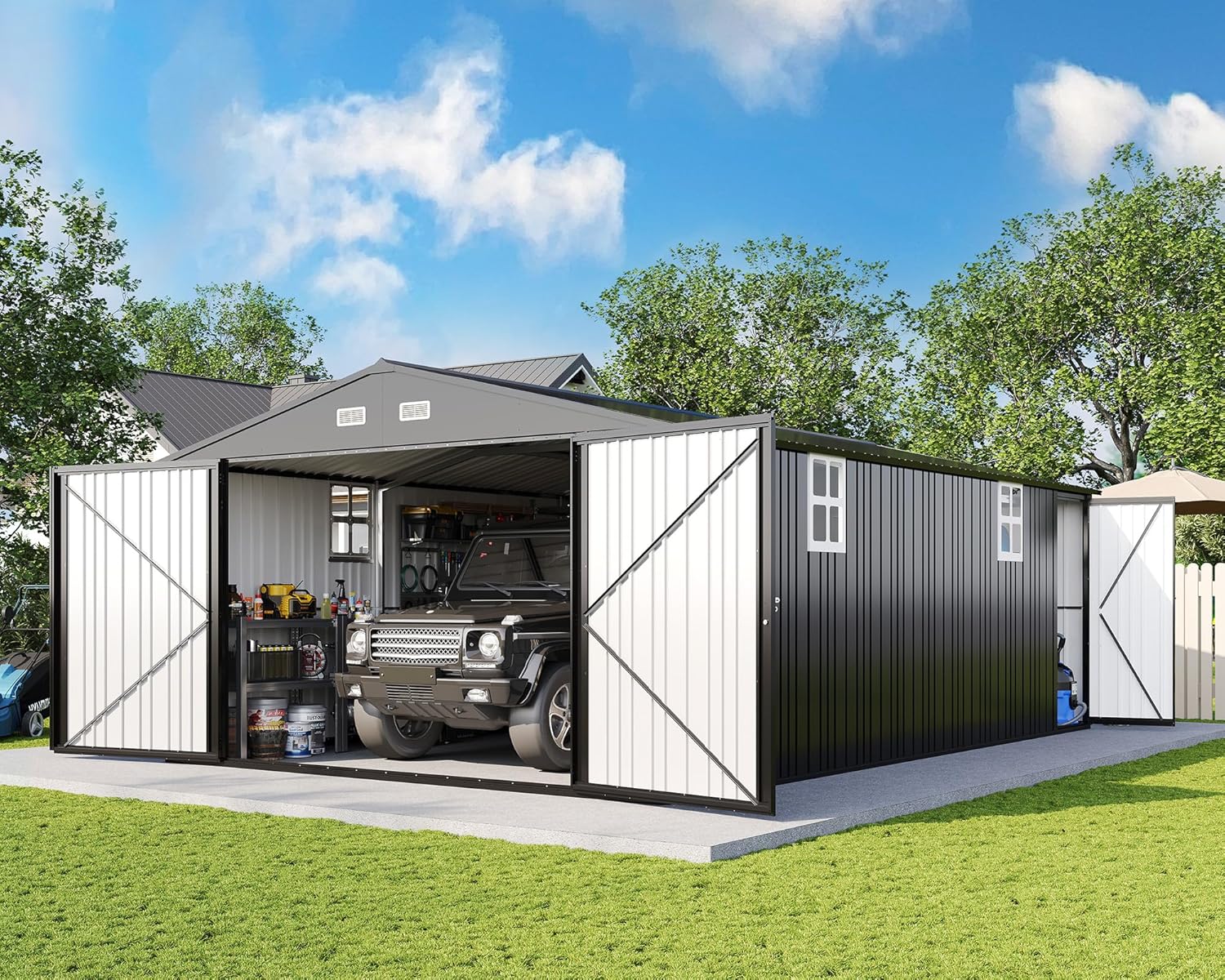 AMERLIFE 13x21x8 FT Metal Garage Shed review