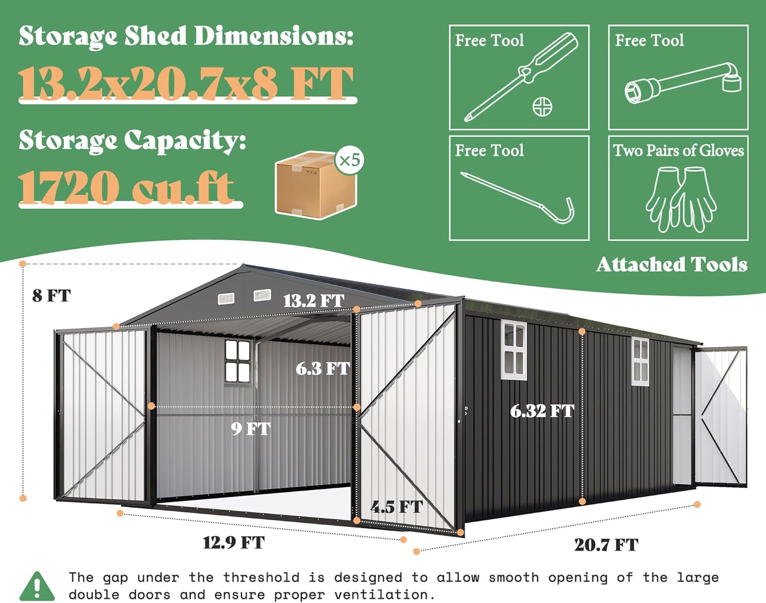 AMERLIFE 13x21x8 FT Metal Garage Shed review setup