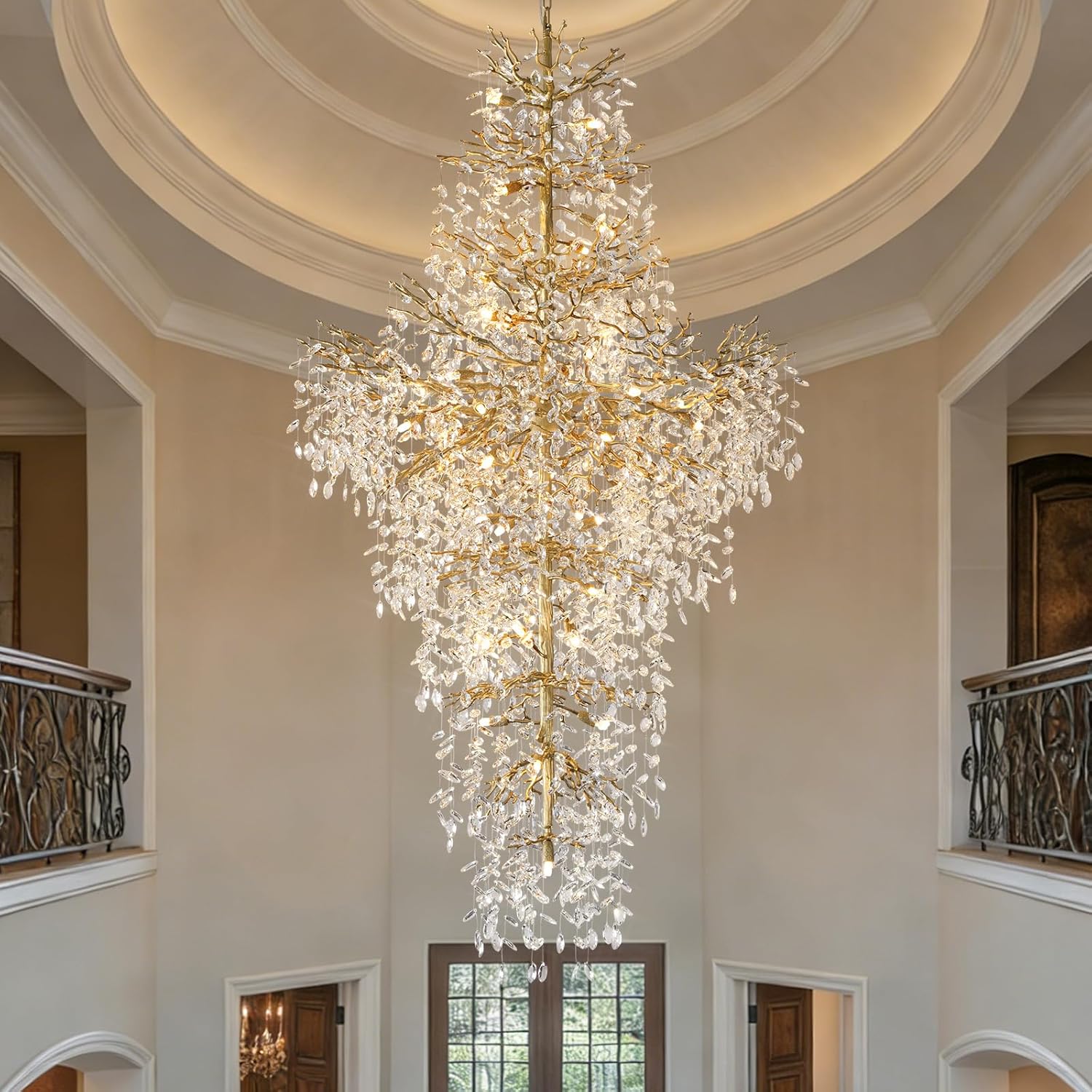 YIOSI 90 Gold Large Chandelier review,YIOSI tree branch chandelier review and rating,is YIOSI 90 gold chandelier worth buying,YIOSI K9 crystal chandelier review pros cons,YIOSI chandelier review honest opinion,YIOSI 27-light chandelier review verdict — full unboxing showing every item included