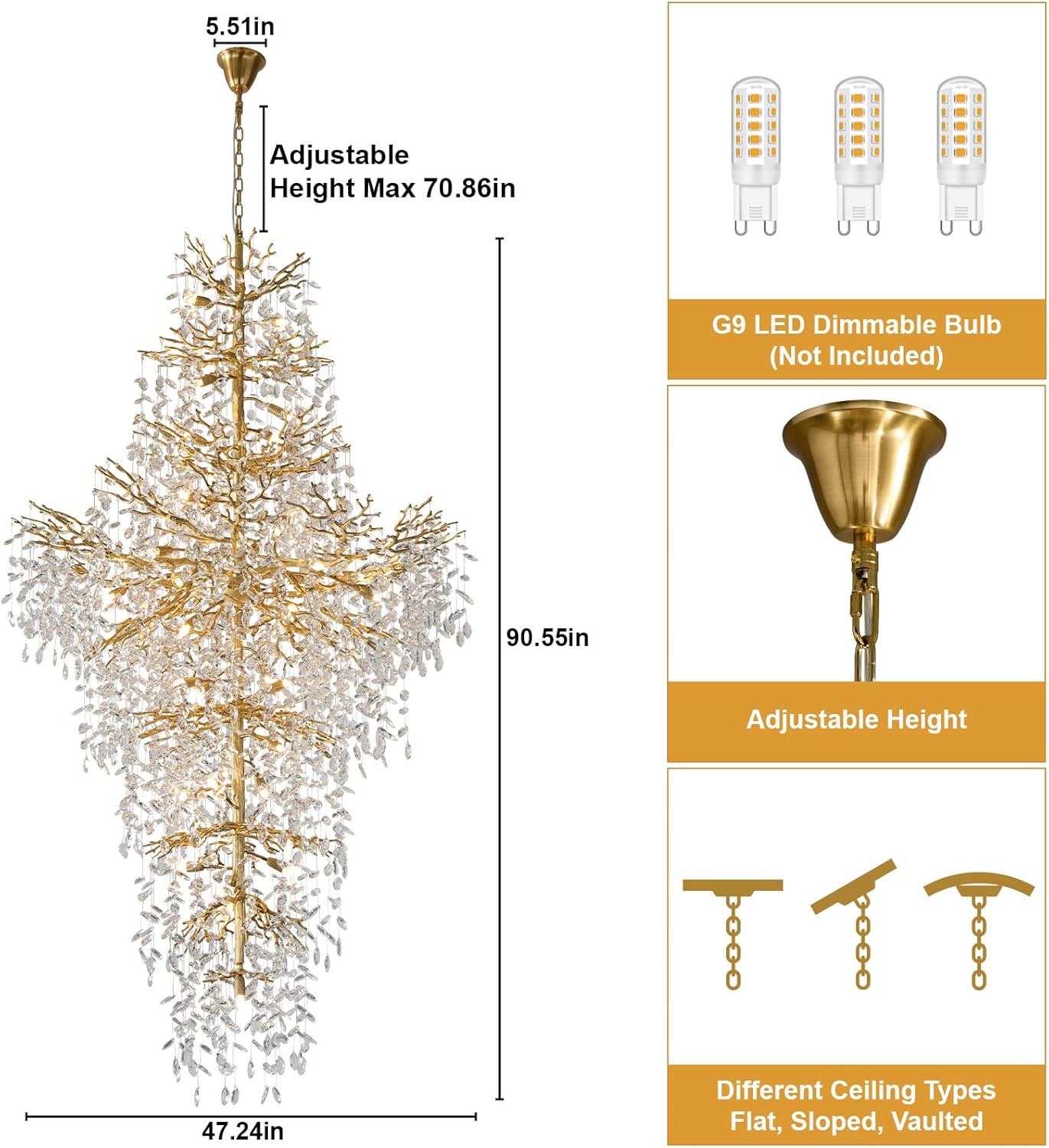 YIOSI 90 Gold Large Chandelier review,YIOSI tree branch chandelier review and rating,is YIOSI 90 gold chandelier worth buying,YIOSI K9 crystal chandelier review pros cons,YIOSI chandelier review honest opinion,YIOSI 27-light chandelier review verdict compared against top alternatives