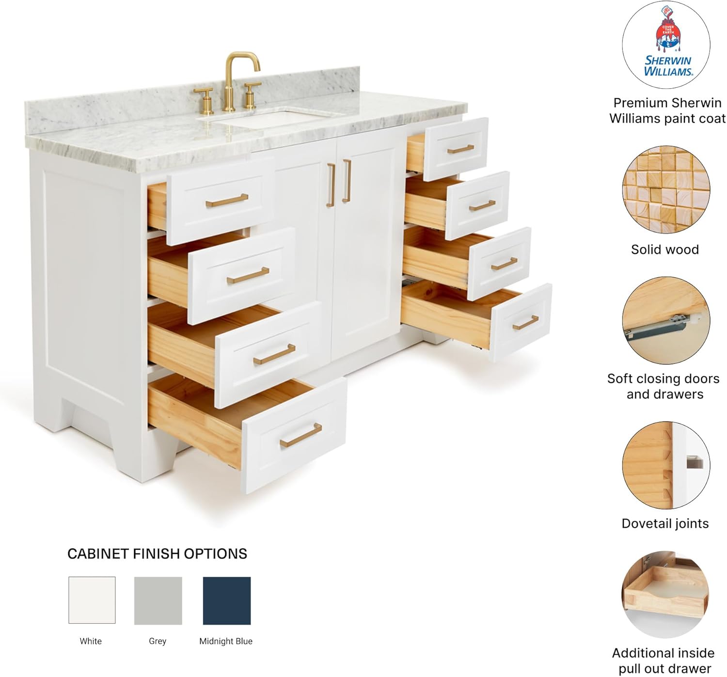 DKB Emilia 60 inch bathroom vanity review feature breakdown and specification detail
