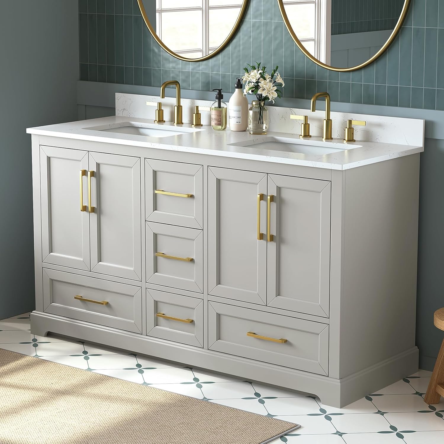 Setting up the Deluxe Living 60 inch bathroom vanity review,60 inch double sink vanity review and rating,is deluxe living bathroom vanity worth buying,deluxe living vanity review pros cons,deluxe living 60 inch vanity honest opinion,deluxe living double sink vanity review verdict for the first time