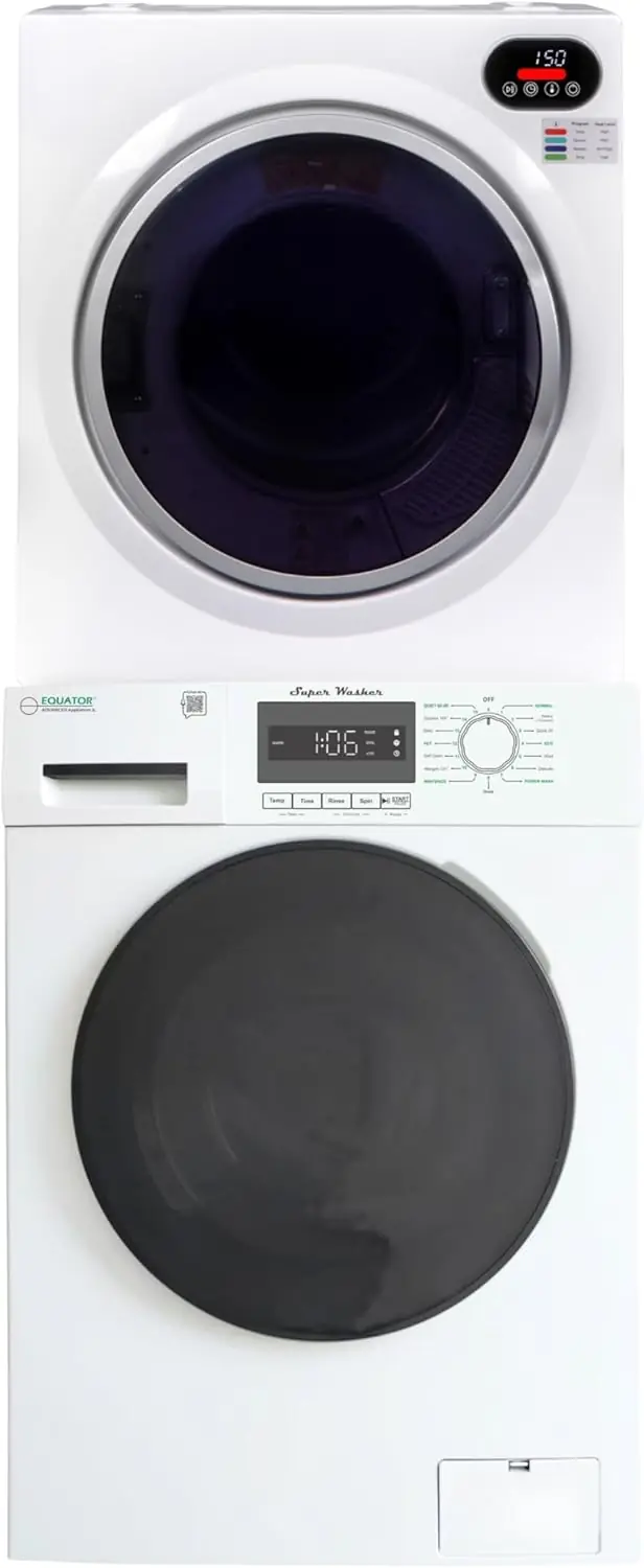 Equator compact washer dryer review unboxing — first impressions and package contents showing the stacked units in white finish