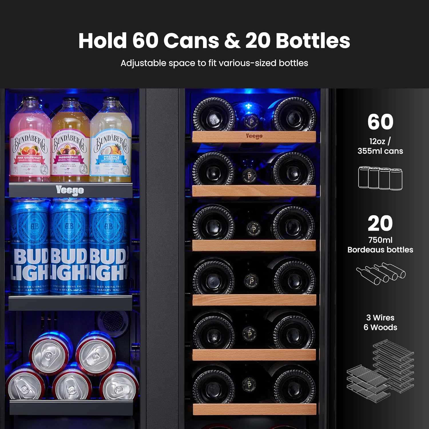 Yeego 24 Inch Wine Cooler review design and build quality detail showing the stainless steel door and front grille