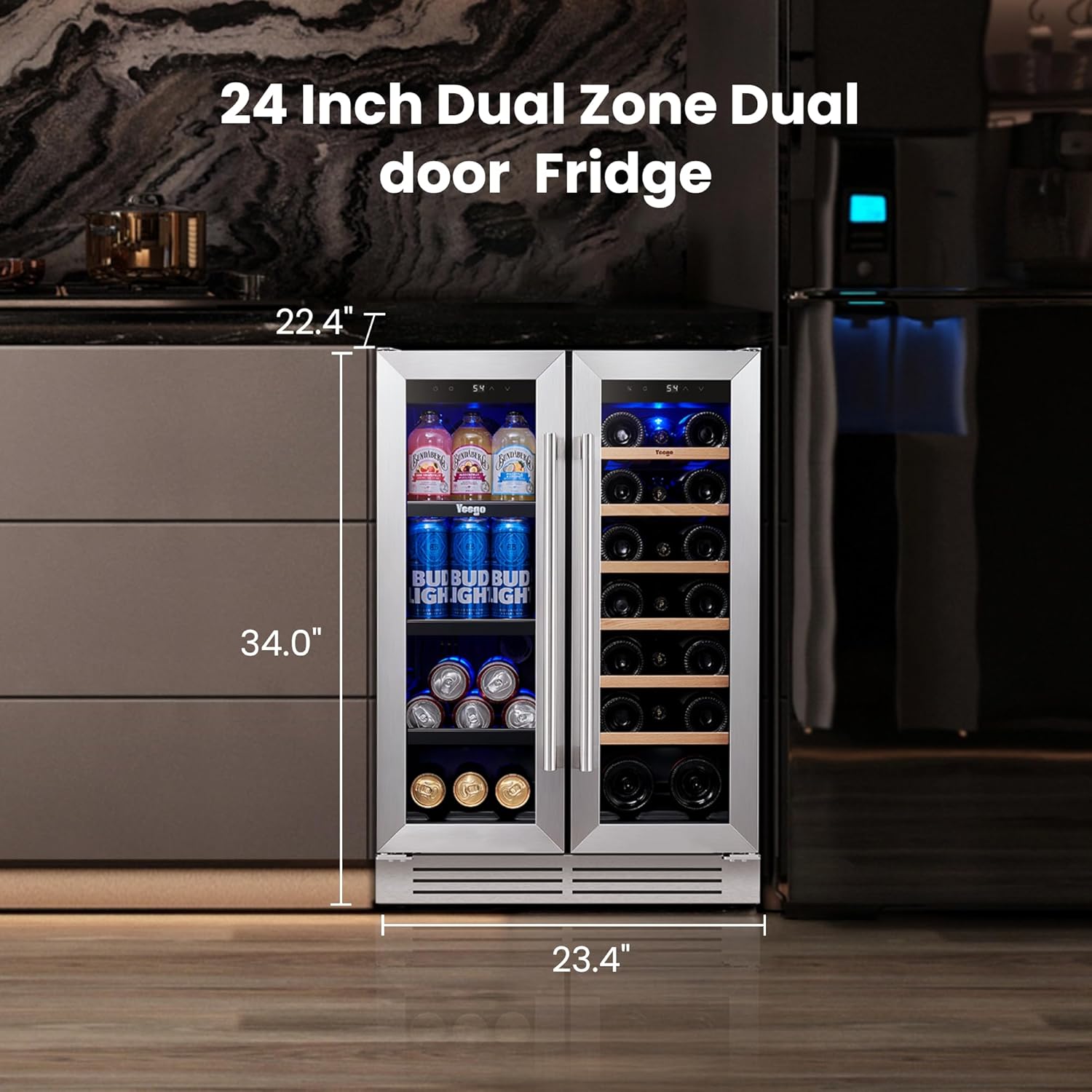 Yeego 24 Inch Wine Cooler review setup process showing the control panel and interior layout