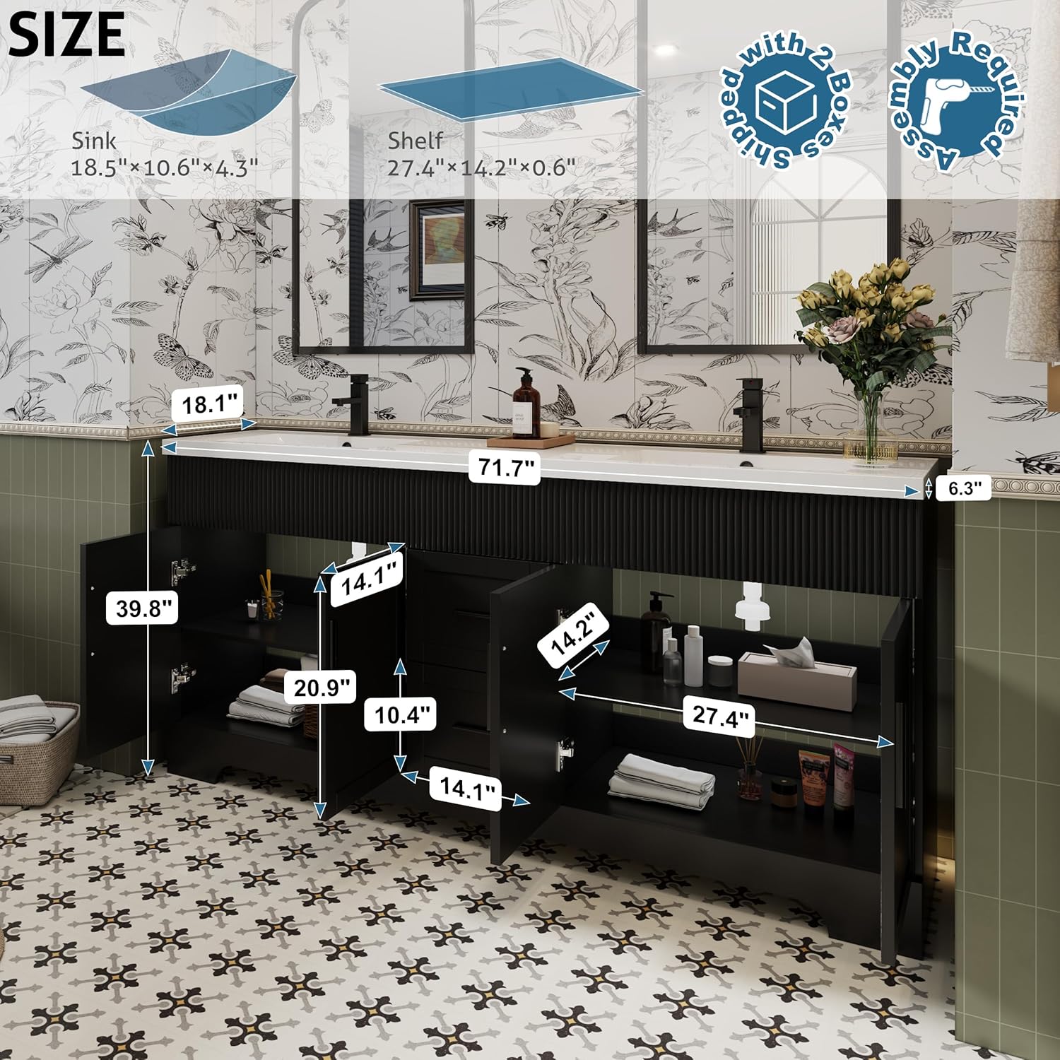 eclife 72 inch double sink vanity review - unboxing the vanity components in two boxes