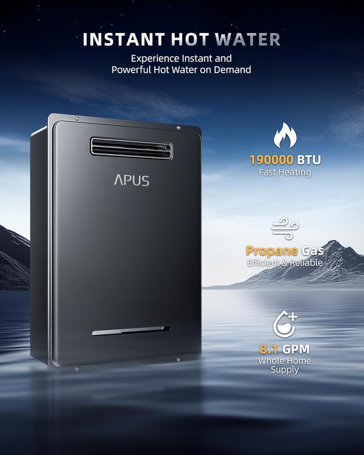 APUS 190000 BTU tankless water heater review,APUS tankless water heater review and rating,is APUS tankless water heater worth buying,APUS 190000 BTU water heater review pros cons,APUS tankless water heater honest opinion,APUS propane water heater review verdict — design and build quality detail