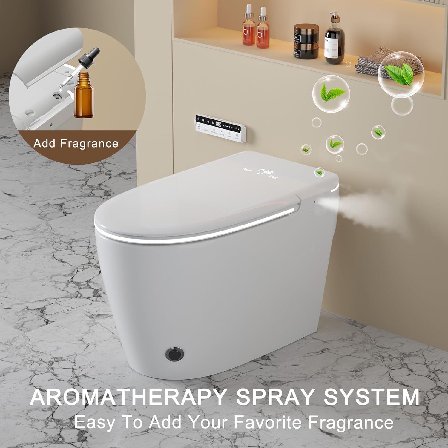 Loupusuo smart toilet review — key features examined up close showing the control panel nozzle and seat